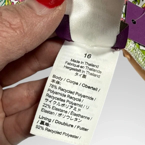 J. Crew One-Shoulder Floral One Piece in Green and Pink flutter Liberty Sz 16‎ - Picture 13 of 14